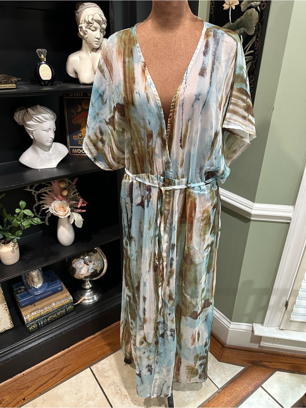 Cupshe Ombre Wash Drawstring Maxi Cover‑Up – Size Medium